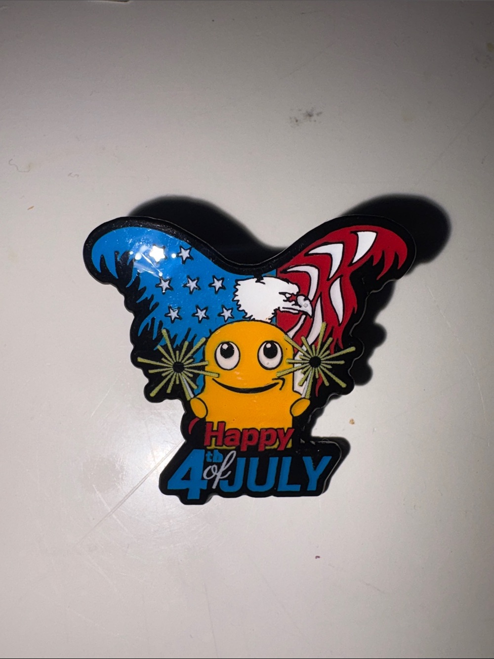 Happy 4th of July USA Flag Eagle Peccy Pin - Red Blue Orange Black